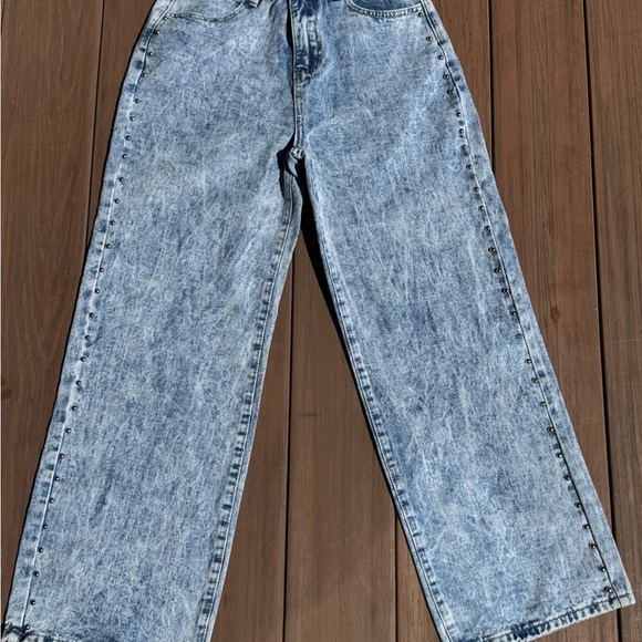 Denim - Jeans,Stylish Wide-Leg Acid Wash Jeans
